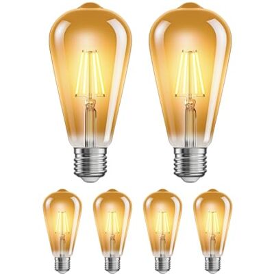 ledscom.de 6x E27 LED Leuchtmittel, ST64, extra warmweiß (2200 K), 4 W, 489lm, goldfarben ledscom.de 6x E27 LED Leuchtmittel, ST64, extra warmweiß (2200 K), 4 W, 489lm, goldfarben