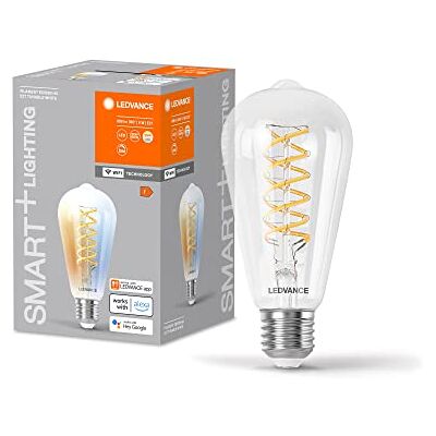 LEDVANCE SMART+ WIFI LED-Lampe, Weißglas, 8W, 806lm, Edison-Form mit 64mm Durchmesser & E27, regulierbares Weißlicht (2700-6500K), dimmbar, App- oder Sprachsteuerung,15000 Stunden Lebensdauer,4er Pack LEDVANCE SMART+ WIFI LED-Lampe, Weißglas, 8W, 806lm, Edison-Form mit 64mm Durchmesser & E27, regulierbares Weißlicht (2700-6500K), dimmbar, App- oder Sprachsteuerung,15000 Stunden Lebensdauer,4er Pack