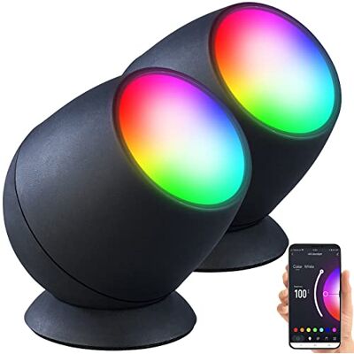 Luminea Home Control WLAN Lampe: 2er-Set WLAN-Stimmungsleuchten, RGB-CCT-LEDs, 210lm, 2,2W, USB,schwarz (Hintergrund-Beleuchtung, LED-Farbwechsler, Dot) Luminea Home Control WLAN Lampe: 2er-Set WLAN-Stimmungsleuchten, RGB-CCT-LEDs, 210lm, 2,2W, USB,schwarz (Hintergrund-Beleuchtung, LED-Farbwechsler, Dot)