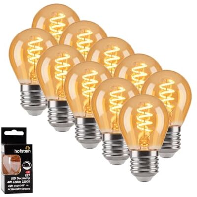 HOFSTEIN E27 LED Warmweiss Glühbirne Vintage Kugel 10er Set 4 Watt 220 Lumen 2200 Kelvin G45 Dimmbar Leuchtmittel für Gemütliche Atmosphäre In Wohnräumen HOFSTEIN E27 LED Warmweiss Glühbirne Vintage Kugel 10er Set 4 Watt 220 Lumen 2200 Kelvin G45 Dimmbar Leuchtmittel für Gemütliche Atmosphäre In Wohnräumen