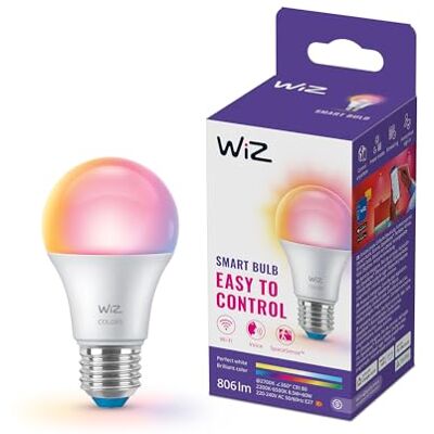 WiZ Smart LED A60 Glühbirne, Full Color and Tunable White, E27-Sockel, 60 W Äquivalent, 2200–6500 K, 806 Lumen, dimmbar, kompatibel mit Alexa, Google Assistant und Apple Home, 1er-Pack WiZ Smart LED A60 Glühbirne, Full Color and Tunable White, E27-Sockel, 60 W Äquivalent, 2200–6500 K, 806 Lumen, dimmbar, kompatibel mit Alexa, Google Assistant und Apple Home, 1er-Pack