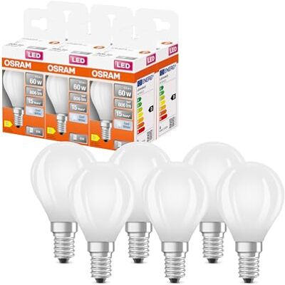 Osram LED Star Globe LED-Lampe in klassischer Miniballform, 5.5 W / 806 lm, 4000 K für kaltweißes Licht, CRI 80, aus gefrostetem bleifreiem Glas, E14 Sockel, IP20, EEK D, 45mm DM,6-Pack Osram LED Star Globe LED-Lampe in klassischer Miniballform, 5.5 W / 806 lm, 4000 K für kaltweißes Licht, CRI 80, aus gefrostetem bleifreiem Glas, E14 Sockel, IP20, EEK D, 45mm DM,6-Pack