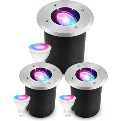 SSC-LUXon JUAVI Bodeneinbaustrahler 3er Set rund IP67 Smart GU10 RGB WLAN Drei smarte Bodenstrahler rund IP67 mit RGB GU10 für Garten, Wege & Terrasse, befahrbar, Durchgangsverdrahtung SSC-LUXon JUAVI Bodeneinbaustrahler 3er Set rund IP67 Smart GU10 RGB WLAN Drei smarte Bodenstrahler rund IP67 mit RGB GU10 für Garten, Wege & Terrasse, befahrbar, Durchgangsverdrahtung