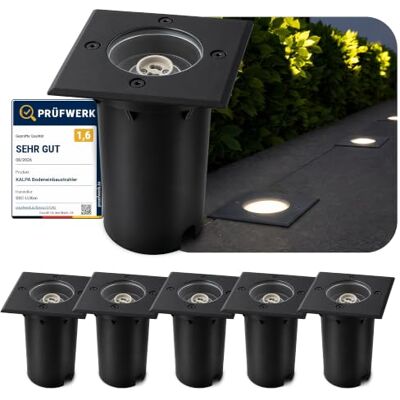 SSC-LUXon KALPA Bodeneinbaustrahler 6x schwarz eckig Echtglas für GU10 Sechs eckige Erdstrahler schwarz mit Echtglas trittfest, reihenschaltbar 230V, IP67, für GU10 (ohne Leuchtmittel) SSC-LUXon KALPA Bodeneinbaustrahler 6x schwarz eckig Echtglas für GU10 Sechs eckige Erdstrahler schwarz mit Echtglas trittfest, reihenschaltbar 230V, IP67, für GU10 (ohne Leuchtmittel)