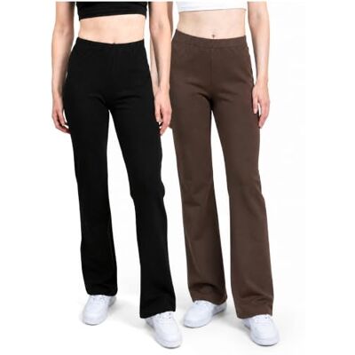 SES Flared Leggings Damen Baumwolle 2er Pack 32-34 bis 56-58 Baumwolle bequeme Jazzpants mit weitem Bein Yogahose Damen mit weichem Bund blickdicht und elastisch ideal für Yoga und Freizeit SES Flared Leggings Damen Baumwolle 2er Pack 32-34 bis 56-58 Baumwolle bequeme Jazzpants mit weitem Bein Yogahose Damen mit weichem Bund blickdicht und elastisch ideal für Yoga und Freizeit