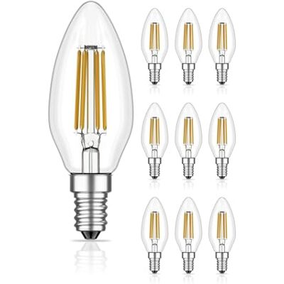 ledscom.de 10x E14 LED Leuchtmittel, Kerze, warmweiß (2700 K), 3,7 W, 452lm ledscom.de 10x E14 LED Leuchtmittel, Kerze, warmweiß (2700 K), 3,7 W, 452lm