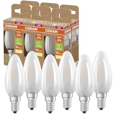 Osram SUPERSTAR+ CLASSIC B GLFR 40 LED-Lampe, E14, Minikerzenform, 2,5W, 470lm, 2700K, warmweißes Licht, LED-Filament-Technologie, sehr geringer Energieverbrauch, Energieeffizienzklasse B,6-Pack Osram SUPERSTAR+ CLASSIC B GLFR 40 LED-Lampe, E14, Minikerzenform, 2,5W, 470lm, 2700K, warmweißes Licht, LED-Filament-Technologie, sehr geringer Energieverbrauch, Energieeffizienzklasse B,6-Pack