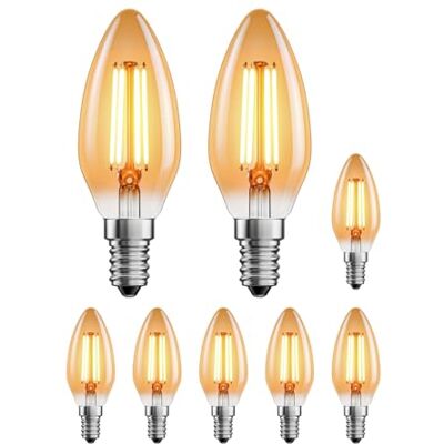 ledscom.de 8x E14 LED Leuchtmittel, Kerze, extra warmweiß (2500 K), 4,1 W, 458lm, goldfarben ledscom.de 8x E14 LED Leuchtmittel, Kerze, extra warmweiß (2500 K), 4,1 W, 458lm, goldfarben