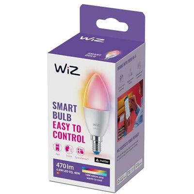 WiZ Tunable White and Color LED Lampe E14 (470 lm), 40 W 1er-Pack Lampe mit 16 Mio. Farben oder warm- bis kaltweißem dimmbarem Licht, smarte Lichtsteuerung über WLAN per Stimme/App WiZ Tunable White and Color LED Lampe E14 (470 lm), 40 W 1er-Pack Lampe mit 16 Mio. Farben oder warm- bis kaltweißem dimmbarem Licht, smarte Lichtsteuerung über WLAN per Stimme/App