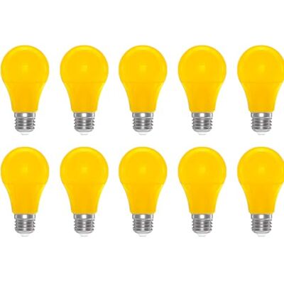 ZFQ 3W E27 Farbige Glühbirnen A60 3W LED Leuchtmittel Birnenform Gelb Farbige E27 LED Glühbirne 250LM, für Außen, Partys, Bühnen, Innendekorationen, 10er Pack ZFQ 3W E27 Farbige Glühbirnen A60 3W LED Leuchtmittel Birnenform Gelb Farbige E27 LED Glühbirne 250LM, für Außen, Partys, Bühnen, Innendekorationen, 10er Pack
