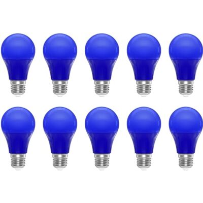 ZFQ 3W E27 Farbige Glühbirnen A60 3W LED Leuchtmittel Birnenform Blau Farbige E27 LED Glühbirne 250LM, für Außen, Partys, Bühnen, Innendekorationen, 10er Pack ZFQ 3W E27 Farbige Glühbirnen A60 3W LED Leuchtmittel Birnenform Blau Farbige E27 LED Glühbirne 250LM, für Außen, Partys, Bühnen, Innendekorationen, 10er Pack