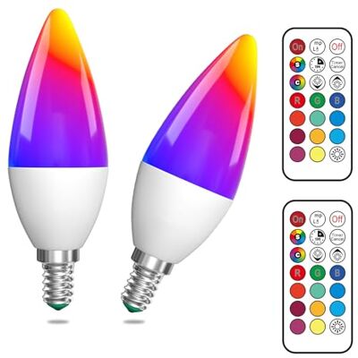 Bonlux 3W E14 RGB Dimmbare LED Glühbirnen mit Fernbedienung, RGB+Warmweiß 3000K 12 Farben mit Speicher Timer Funktion für Heimdekoration, Partys, KTV, Bars, Stimmungsbeleuchtung (2 Stück) Bonlux 3W E14 RGB Dimmbare LED Glühbirnen mit Fernbedienung, RGB+Warmweiß 3000K 12 Farben mit Speicher Timer Funktion für Heimdekoration, Partys, KTV, Bars, Stimmungsbeleuchtung (2 Stück)