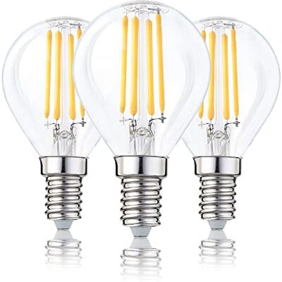hellum LED Glühbirne E14 3er warmweiß dimmbar 4,2W, ersetzt 40 Watt klar LED Lampe 470 Lumen 90 Ra 2700 Kelvin, E14 Vintage LED Leuchtmittel, Glühlampe Tropfen G45, LED Filament innen & außen 208115 hellum LED Glühbirne E14 3er warmweiß dimmbar 4,2W, ersetzt 40 Watt klar LED Lampe 470 Lumen 90 Ra 2700 Kelvin, E14 Vintage LED Leuchtmittel, Glühlampe Tropfen G45, LED Filament innen & außen 208115