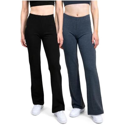 SES Flared Leggings Damen Baumwolle 2er Pack 32-34 bis 56-58 Baumwolle bequeme Jazzpants mit weitem Bein Yogahose Damen mit weichem Bund blickdicht und elastisch ideal für Yoga und Freizeit SES Flared Leggings Damen Baumwolle 2er Pack 32-34 bis 56-58 Baumwolle bequeme Jazzpants mit weitem Bein Yogahose Damen mit weichem Bund blickdicht und elastisch ideal für Yoga und Freizeit
