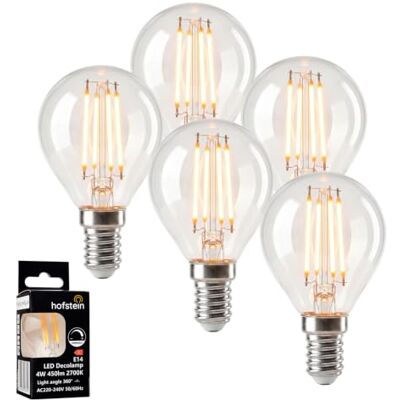 HOFSTEIN E14 LED Warmweiss Glühbirne 5er Set 4 Watt Leuchtmittel Vintage Optik 3000 Kelvin 400 Lumen Energiesparende LED Lampe Für Wohnbereich, G45 HOFSTEIN E14 LED Warmweiss Glühbirne 5er Set 4 Watt Leuchtmittel Vintage Optik 3000 Kelvin 400 Lumen Energiesparende LED Lampe Für Wohnbereich, G45