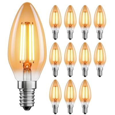 ledscom.de 12x E14 LED Leuchtmittel, Kerze, extra warmweiß (2500 K), 4,1 W, 458lm, goldfarben ledscom.de 12x E14 LED Leuchtmittel, Kerze, extra warmweiß (2500 K), 4,1 W, 458lm, goldfarben