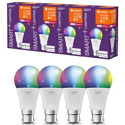 LEDVANCE Smart+ Lampe mit ZigBee Technologie, 9W, A60, matt, Sockel B22D, Lichtfarbe RGBW einstellbar, 806lm, 4er Pack LEDVANCE Smart+ Lampe mit ZigBee Technologie, 9W, A60, matt, Sockel B22D, Lichtfarbe RGBW einstellbar, 806lm, 4er Pack