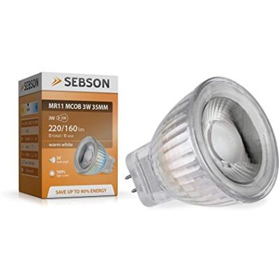 SEBSON LED Lampe GU4/ MR11 12V DC warmweiß 3W, ersetzt 20W ø35x40mm GU4 LED 12V DC Leuchtmittel mit 35mm Durchmesser, 20W Glühbirnen Ersatz, 220 Lumen, 3W, LED Spotlight 36°, ø35x40mm SEBSON LED Lampe GU4/ MR11 12V DC warmweiß 3W, ersetzt 20W ø35x40mm GU4 LED 12V DC Leuchtmittel mit 35mm Durchmesser, 20W Glühbirnen Ersatz, 220 Lumen, 3W, LED Spotlight 36°, ø35x40mm