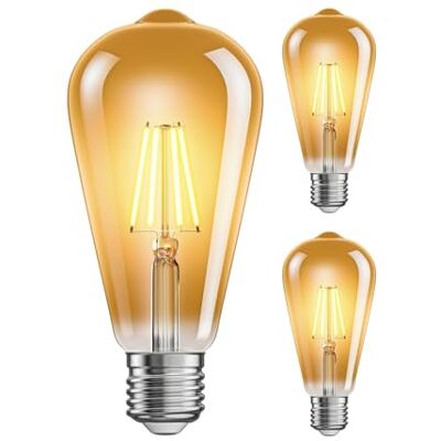 ledscom.de 3x E27 LED Leuchtmittel, ST64, extra warmweiß (2200 K), 4 W, 489lm, goldfarben ledscom.de 3x E27 LED Leuchtmittel, ST64, extra warmweiß (2200 K), 4 W, 489lm, goldfarben