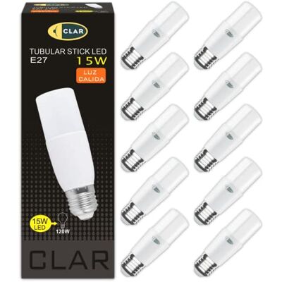 CLAR Energiesparlampe E27, Maiskolben LED E27, Energiesparlampen, Länglich LED, 15W Warmweiß 3000ºK (Pack 10) CLAR Energiesparlampe E27, Maiskolben LED E27, Energiesparlampen, Länglich LED, 15W Warmweiß 3000ºK (Pack 10)