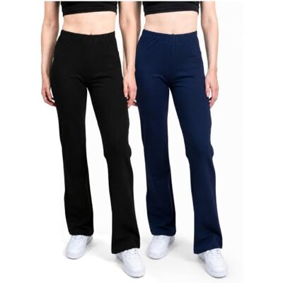 SES Flared Leggings Damen Baumwolle 2er Pack 32-34 bis 56-58 Baumwolle bequeme Jazzpants mit weitem Bein Yogahose Damen mit weichem Bund blickdicht und elastisch ideal für Yoga und Freizeit SES Flared Leggings Damen Baumwolle 2er Pack 32-34 bis 56-58 Baumwolle bequeme Jazzpants mit weitem Bein Yogahose Damen mit weichem Bund blickdicht und elastisch ideal für Yoga und Freizeit