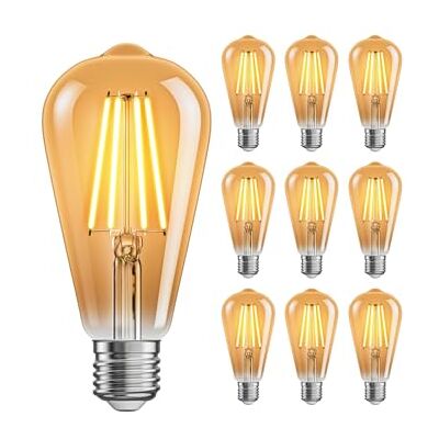 ledscom.de 10x E27 LED Leuchtmittel, ST64, extra warmweiß (2500 K), 7,2 W, 814lm, 3-Stufen-Dimmer, goldfarben ledscom.de 10x E27 LED Leuchtmittel, ST64, extra warmweiß (2500 K), 7,2 W, 814lm, 3-Stufen-Dimmer, goldfarben