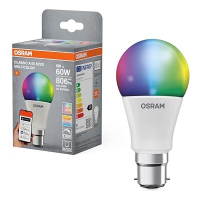 Osram SMART+ RGBW, B22d LED-Lampe mit Matter over Wifi, speziell entwickelt für ALEXA einfache Einrichtung per Klick, 60W-Ersatz, warmweiß bis kaltweiß(2700-6500K), 16 Mio RGB Farben, 1er-Pack Osram SMART+ RGBW, B22d LED-Lampe mit Matter over Wifi, speziell entwickelt für ALEXA einfache Einrichtung per Klick, 60W-Ersatz, warmweiß bis kaltweiß(2700-6500K), 16 Mio RGB Farben, 1er-Pack
