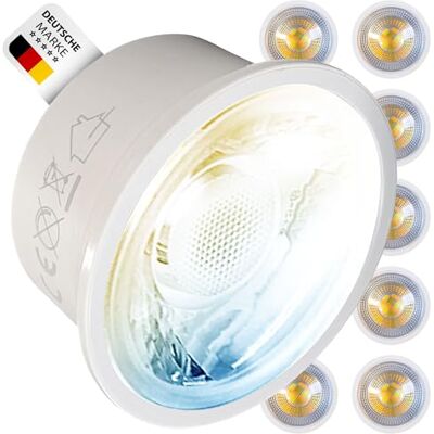 Maxkomfort 10x LED Modul MR16 Format 7W 520lm – umschaltbar: Warmweiß, Neutralweiß, Kaltweiß – 3CCT Spot Ø50mm – 230V – Flach 26mm – IP20 – Nicht dimmbar Maxkomfort 10x LED Modul MR16 Format 7W 520lm – umschaltbar: Warmweiß, Neutralweiß, Kaltweiß – 3CCT Spot Ø50mm – 230V – Flach 26mm – IP20 – Nicht dimmbar