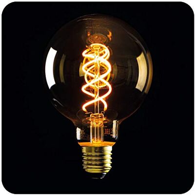 SSC-LUXon Vintage E27 Filament Birne mit extra warmweißem Licht 1800 Kelvin & markanten Glühfäden LED Globe Glühbirne 4W 230 Volt SSC-LUXon Vintage E27 Filament Birne mit extra warmweißem Licht 1800 Kelvin & markanten Glühfäden LED Globe Glühbirne 4W 230 Volt
