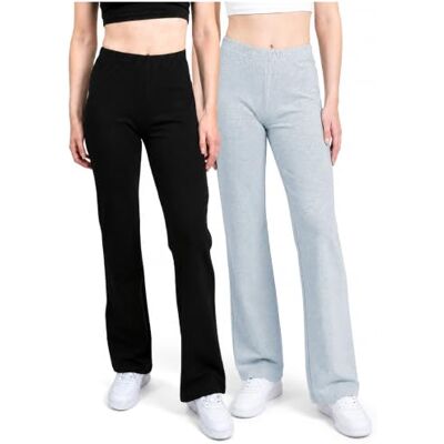 SES Flared Leggings Damen Baumwolle 2er Pack 32-34 bis 56-58 Baumwolle bequeme Jazzpants mit weitem Bein Yogahose Damen mit weichem Bund blickdicht und elastisch ideal für Yoga und Freizeit SES Flared Leggings Damen Baumwolle 2er Pack 32-34 bis 56-58 Baumwolle bequeme Jazzpants mit weitem Bein Yogahose Damen mit weichem Bund blickdicht und elastisch ideal für Yoga und Freizeit