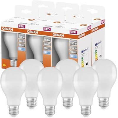 Osram LED Star Classic A150 LED Lampe für E27 Sockel, Birnenform, FR, 2452 Lumen, kaltweiß (4000K), Ersatz für herkömmliche 150W Glühbirnen, nicht dimmbar, 6er-Pack Osram LED Star Classic A150 LED Lampe für E27 Sockel, Birnenform, FR, 2452 Lumen, kaltweiß (4000K), Ersatz für herkömmliche 150W Glühbirnen, nicht dimmbar, 6er-Pack