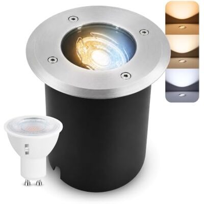 SSC-LUXon JUAVI Bodeneinbauleuchte rund IP67 GU10 5W 3 Lichtfarben Befahrbarer Bodenstrahler rund IP67 für Wege, Bäume & Terrasse warm / neutral / kalt, inkl. GU10 LED, belastbar bis 2000kg SSC-LUXon JUAVI Bodeneinbauleuchte rund IP67 GU10 5W 3 Lichtfarben Befahrbarer Bodenstrahler rund IP67 für Wege, Bäume & Terrasse warm / neutral / kalt, inkl. GU10 LED, belastbar bis 2000kg