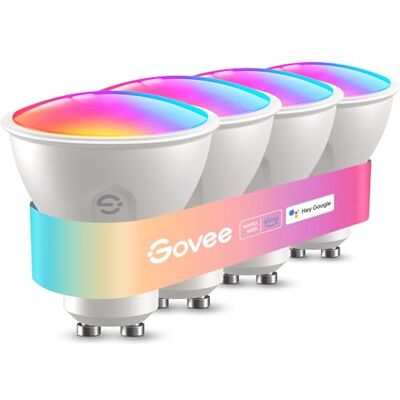 Govee Glühbirne GU10 LED RGBWW, Smarte Glühbirne Funktioniert mit Matter, Alexa, Google Home, 400LM WLAN LED Lampe Dimmbare Farbwechsel, 56 Szenen, Smart Bulb GU10 Synchronisierung mit Musik 4 Packung Govee Glühbirne GU10 LED RGBWW, Smarte Glühbirne Funktioniert mit Matter, Alexa, Google Home, 400LM WLAN LED Lampe Dimmbare Farbwechsel, 56 Szenen, Smart Bulb GU10 Synchronisierung mit Musik 4 Packung