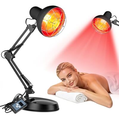 Hogpoe 100W Rotlichtlampe, 12‑Stufige Zeitschaltuhr, 10‑Stufige Temperaturregelung, Um 180° Verstellbare Halterung – Schwarz Hogpoe 100W Rotlichtlampe, 12‑Stufige Zeitschaltuhr, 10‑Stufige Temperaturregelung, Um 180° Verstellbare Halterung – Schwarz