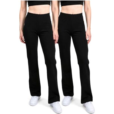 SES Flared Leggings Damen Baumwolle 2er Pack 32-34 bis 56-58 Baumwolle bequeme Jazzpants mit weitem Bein Yogahose Damen mit weichem Bund blickdicht und elastisch ideal für Yoga und Freizeit SES Flared Leggings Damen Baumwolle 2er Pack 32-34 bis 56-58 Baumwolle bequeme Jazzpants mit weitem Bein Yogahose Damen mit weichem Bund blickdicht und elastisch ideal für Yoga und Freizeit