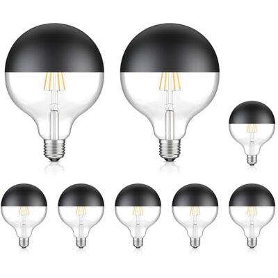 ledscom.de 8x E27 LED Leuchtmittel, G125, warmweiß (2700 K), 6,7 W, 660lm, Kopfspiegel (schwarz) ledscom.de 8x E27 LED Leuchtmittel, G125, warmweiß (2700 K), 6,7 W, 660lm, Kopfspiegel (schwarz)