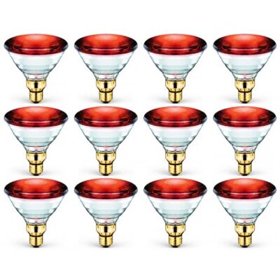 Philips 12x PAR38 IR Infrarotlampe Rot 12 Stück 150W PAR38 E27 230V 12er SPARPACK Philips 12x PAR38 IR Infrarotlampe Rot 12 Stück 150W PAR38 E27 230V 12er SPARPACK