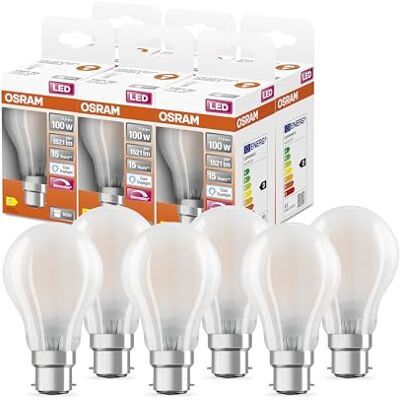 Osram LED SuperStar Classic A100 Dimmbare LED Lampe für B22d Sockel, Birnenform, GL FR, 1521 Lumen, tageslichtweiß (6500K), Ersatz für herkömmliche 100W Glühbirnen, 6er-Pack Osram LED SuperStar Classic A100 Dimmbare LED Lampe für B22d Sockel, Birnenform, GL FR, 1521 Lumen, tageslichtweiß (6500K), Ersatz für herkömmliche 100W Glühbirnen, 6er-Pack