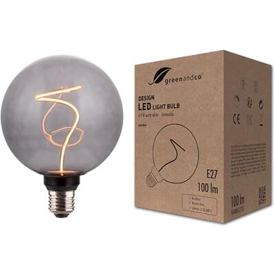 greenandco LED Vintage Glühbirne zur Stimmungsbeleuchtung dimmbar E27 G125 4,9W 100lm smoke 1800K extra warmweiß 320° 230V flimmerfrei greenandco LED Vintage Glühbirne zur Stimmungsbeleuchtung dimmbar E27 G125 4,9W 100lm smoke 1800K extra warmweiß 320° 230V flimmerfrei