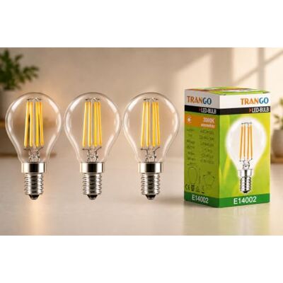 Trango 3er Set E14001-3 LED Filament Birne 5 Watt 450 Lumen I 3000K Warmweiß I Ersatz für 40W Birne I LeuchtmitteI Lampe I LED Birne mit E14 Fassung I Abstrahlwinkel 360° Trango 3er Set E14001-3 LED Filament Birne 5 Watt 450 Lumen I 3000K Warmweiß I Ersatz für 40W Birne I LeuchtmitteI Lampe I LED Birne mit E14 Fassung I Abstrahlwinkel 360°