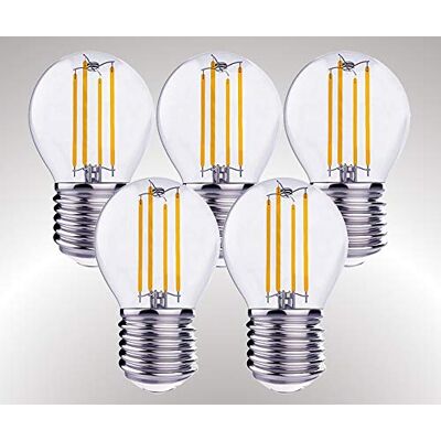 Trango 5er Pack E27004-5 LED Filament Birne 4 Watt 350 Lumen I 2700K Warmweiß I Ersatz für 40W Glühlampe I Glühbirne I Lampe I LED Birne in Tropfen Form mit E27 Fassung I Abstrahlwinkel 360° Trango 5er Pack E27004-5 LED Filament Birne 4 Watt 350 Lumen I 2700K Warmweiß I Ersatz für 40W Glühlampe I Glühbirne I Lampe I LED Birne in Tropfen Form mit E27 Fassung I Abstrahlwinkel 360°