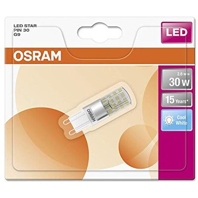 Osram 4058075812383 A++, LED Star Special PIN/LED-Leuchtmittel mit G9-Sockel, Plastik, 2.6 W, kaltweiß, 5.2 x 1.5 x 1.5 cm Osram 4058075812383 A++, LED Star Special PIN/LED-Leuchtmittel mit G9-Sockel, Plastik, 2.6 W, kaltweiß, 5.2 x 1.5 x 1.5 cm