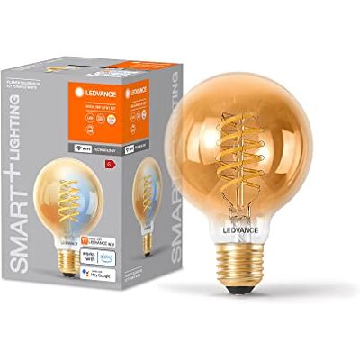 LEDVANCE SMART+ WIFI LED-Lampe, Gold-Tönung, 8W, 650lm, Kugel-Form mit 80mm Durchmesser & E27-Sockel, regulierbares Weißlicht (2200-5000K), dimmbar, App- oder Sprachsteuerung,gute Lebensdauer,4er Pack LEDVANCE SMART+ WIFI LED-Lampe, Gold-Tönung, 8W, 650lm, Kugel-Form mit 80mm Durchmesser & E27-Sockel, regulierbares Weißlicht (2200-5000K), dimmbar, App- oder Sprachsteuerung,gute Lebensdauer,4er Pack