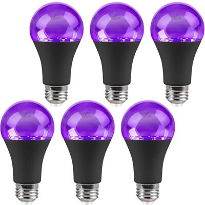 Behogan 6 Stück UV Schwarzlicht Birne: E27 9W UV Glühbirne, UV Schwarzlicht Glühbirne E27 Glühlampe, 385-400nm Wellenlänge, Black Light Bulbfür Party, Keller, Disco, Club, Bar, Neonfarben (Schwarz) Behogan 6 Stück UV Schwarzlicht Birne: E27 9W UV Glühbirne, UV Schwarzlicht Glühbirne E27 Glühlampe, 385-400nm Wellenlänge, Black Light Bulbfür Party, Keller, Disco, Club, Bar, Neonfarben (Schwarz)