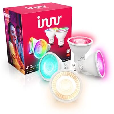 innr Smart GU10 LED Spot, White & Color, für Hue* & Zigbee Hubs, 4-er Pack Smart Home Lampe, 16 Millionen Farben, 1000K-20.000K, 410 Lumen, Dimmbar innr Smart GU10 LED Spot, White & Color, für Hue* & Zigbee Hubs, 4-er Pack Smart Home Lampe, 16 Millionen Farben, 1000K-20.000K, 410 Lumen, Dimmbar