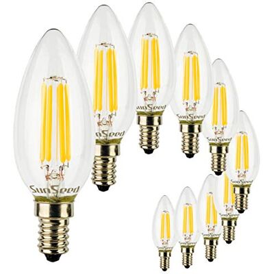 SUNSEED 10x Glühfaden LED Kerze Lampe E14 5W ersetzt 48W Warmweiß 2700K SUNSEED 10x Glühfaden LED Kerze Lampe E14 5W ersetzt 48W Warmweiß 2700K