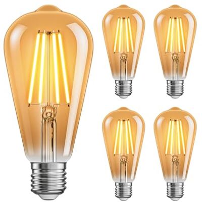 ledscom.de 5x E27 LED Leuchtmittel, ST64, extra warmweiß (2500 K), 7,2 W, 814lm, 3-Stufen-Dimmer, goldfarben ledscom.de 5x E27 LED Leuchtmittel, ST64, extra warmweiß (2500 K), 7,2 W, 814lm, 3-Stufen-Dimmer, goldfarben