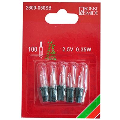 Konstsmide Ersatzbirne, 5er-Blister, klar, 2.5V, 0.35W, grüne Steckfassung 2600-050SB Konstsmide Ersatzbirne, 5er-Blister, klar, 2.5V, 0.35W, grüne Steckfassung 2600-050SB