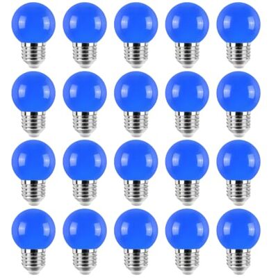 Jiotouhu 20er Pack Farbige Glühbirnen LED 2W E27 G45 Beleuchtung Glühbirnen, LED Farbige Golf Kugel Glühbirne für Haus Dekoration, Garten, Party, Hochzeit, Weihnachten, Feier, blau Jiotouhu 20er Pack Farbige Glühbirnen LED 2W E27 G45 Beleuchtung Glühbirnen, LED Farbige Golf Kugel Glühbirne für Haus Dekoration, Garten, Party, Hochzeit, Weihnachten, Feier, blau