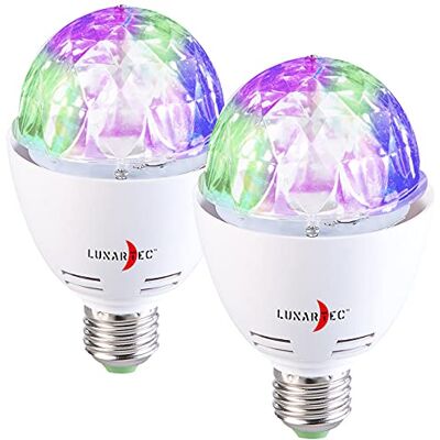 Lunartec Disco Lampe: 2er-Set rotierende Disco-Leuchten mit RGB-Farbeffekten, 3 W, E27 (Diskolampe, Party Lampe, RGBW) Lunartec Disco Lampe: 2er-Set rotierende Disco-Leuchten mit RGB-Farbeffekten, 3 W, E27 (Diskolampe, Party Lampe, RGBW)